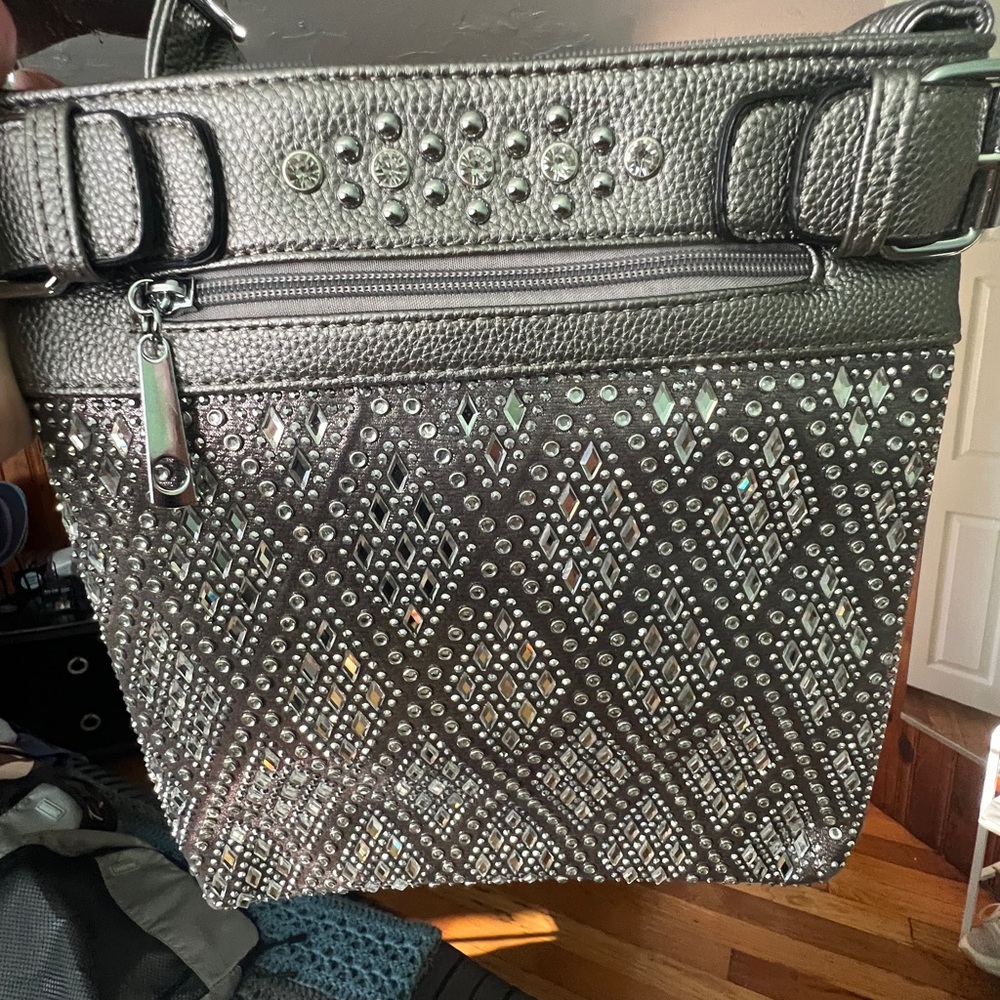 Studded Gray Handbag